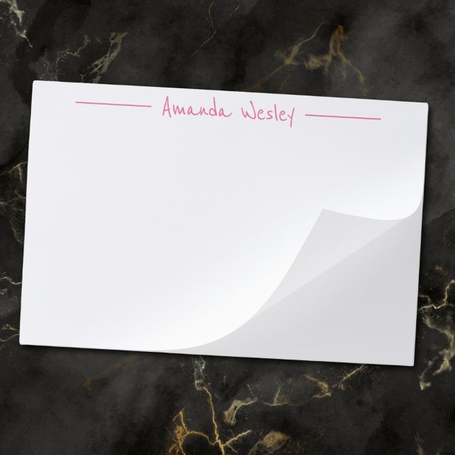 Girly Minimalist Pink Monogram Full Name Paper Pad (Creator Uploaded)