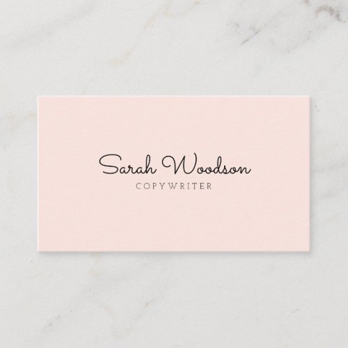 Girly Minimalist Script Handwritten Pink Business Card