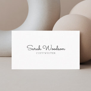 Girly Minimalist Script Handwritten White Business Card