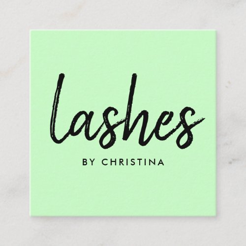 Girly mint glam eyelashes modern lashes script square business card