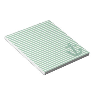Girly Mint Glitter Anchor Notepad