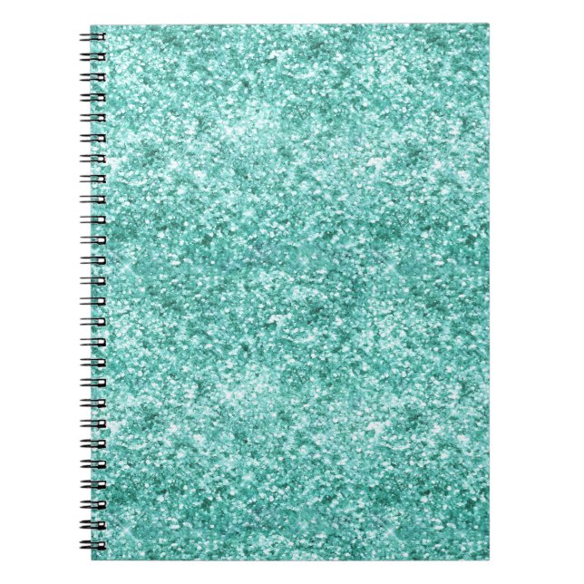Girly Mint Glitter Confetti Notebook (Front)