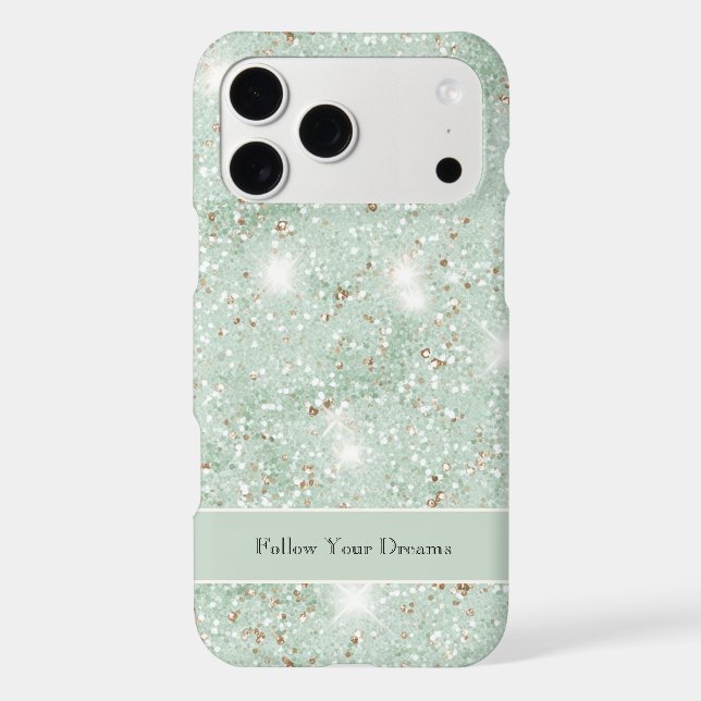 Girly Mint Glitter Dreams iPhone Case (Back)