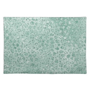 Girly Mint Glitter Glitz Leopard print Cloth Placemat