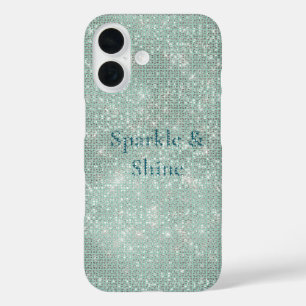Girly Mint Glitzy Sparkle  iPhone 16 Case