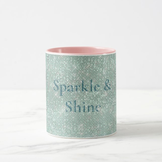 Girly Mint Glitzy Sparkle  Mug (Center)