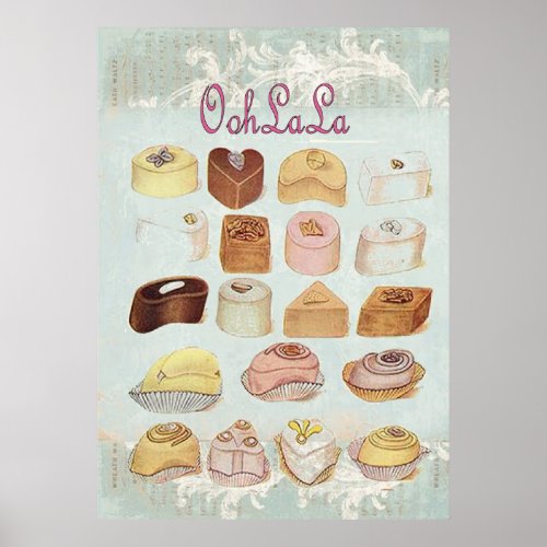 girly mint green french dessert sweet chocolate poster