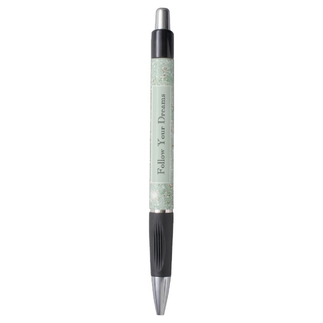 Girly Mint Green Glitter Dreams Pen (Front Vertical)