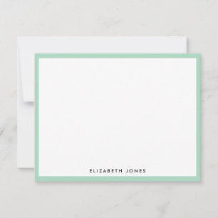 Girly Mint Green Modern Elegant Classic Minimalist Note Card