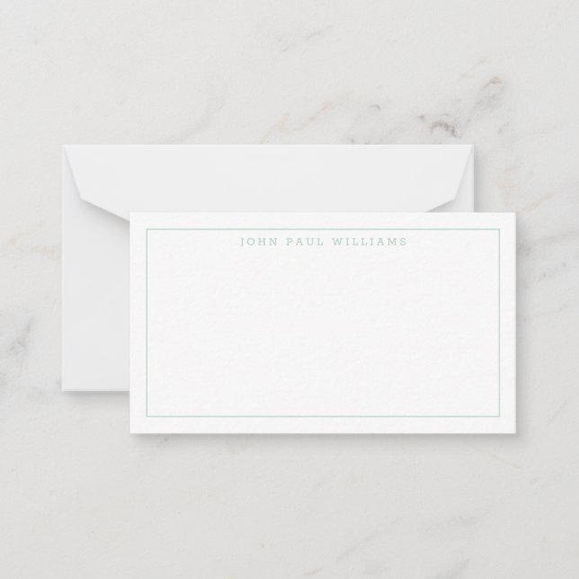 Girly Mint Green Professional Formal Thin Border Note Card (Front)