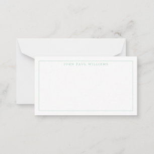 Girly Mint Green Professional Formal Thin Border Note Card