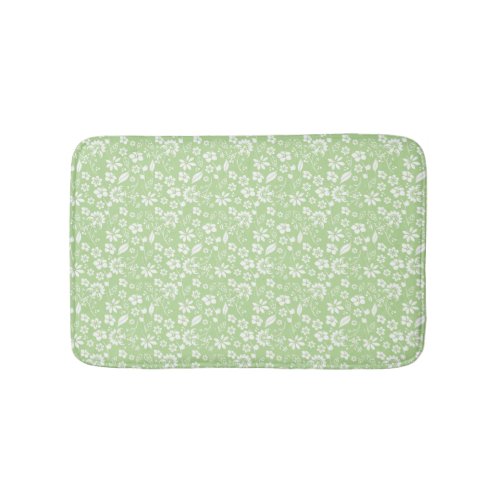 Girly Mint Green Tropical Flowers Spring Garden Bath Mat