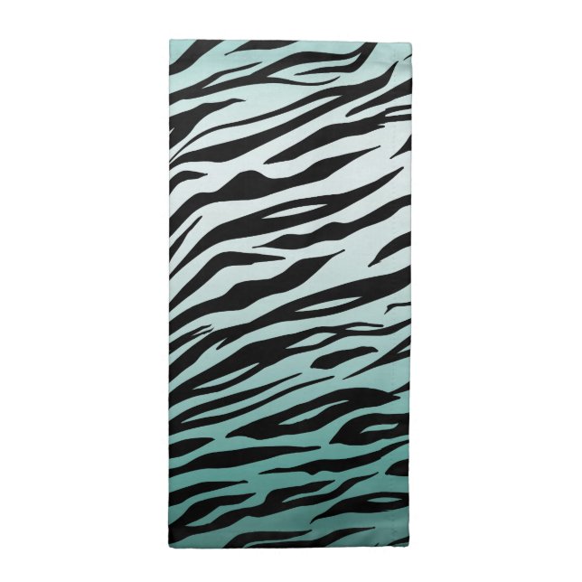 Girly Mint Ombre Black Zebra Print Cloth Napkin (Half Fold)