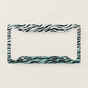 Girly Mint Ombre Black Zebra Print License Plate Frame