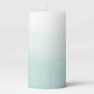 Girly Mint Ombre Watercolor Pillar Candle