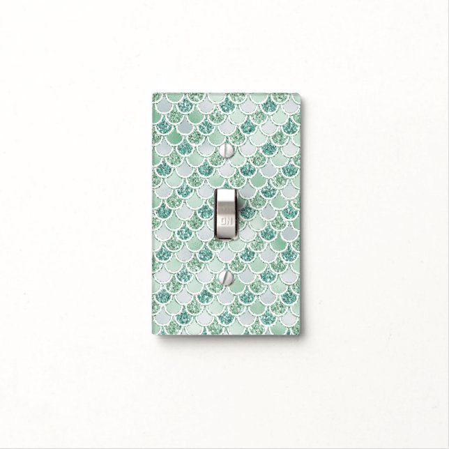 Girly Mint Pearl Mermaid Glitter     Light Switch Cover (In Situ)