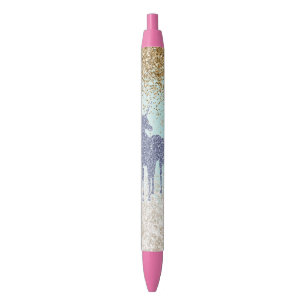 Girly Mint Purple Unicorn Gold Glitzy Glitter Pen