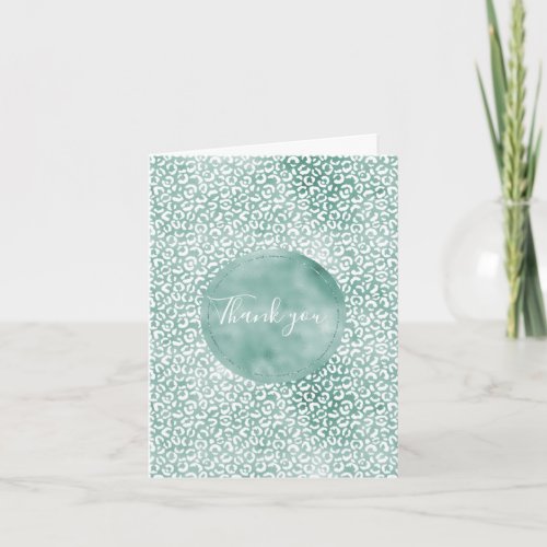 Girly Mint White Leopard Print Card