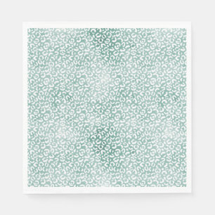 Girly Mint White Leopard Print Napkins
