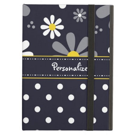 Girly Mod Daisies And Polka Dots With Name Case For Ipad Air