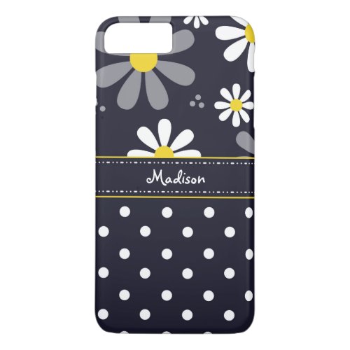 Girly Mod Daisies and Polka Dots With Name iPhone 8 Plus7 Plus Case