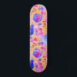 Girly modern abstract art watercolor your name skateboard<br><div class="desc">Colorful purple,  orange,  and pink abstract modern art skateboard with personalized name in casual hand-lettered white typography script.</div>