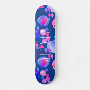 Girly modern abstract art watercolor your name skateboard