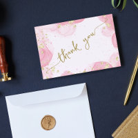 Girly Modern Abstract Pink Ink Faux Gold Glitter