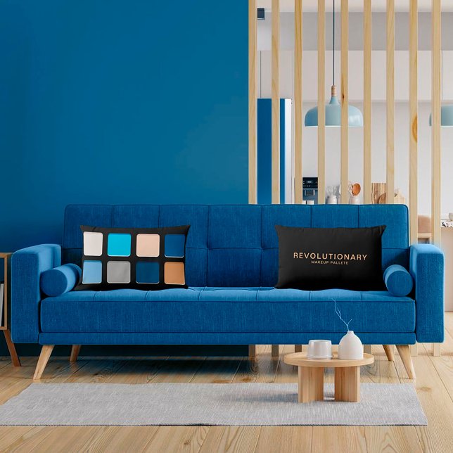 Girly Modern Blue Beachy Makeup Pallete Lumbar Pillow (Creator Uploaded)