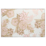 Girly Modern Blush Pink White Gold Floral Fabric