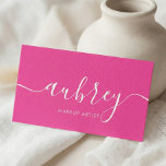 Girly Modern Calligraphy Pink Business Card<br><div class="desc">Minimalist business card features big handwritten calligraphy for your name. A feminine look perfect for many professions.</div>