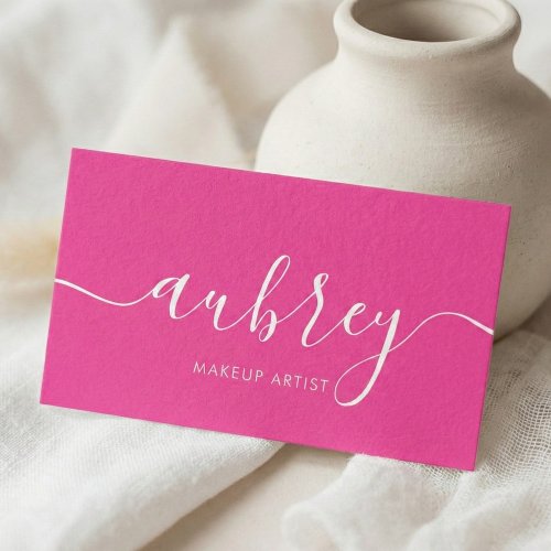 Girly Modern Calligraphy Pink Business Card