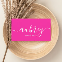 Girly Modern Calligraphy Pink Business Card