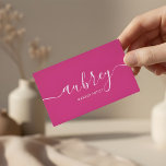 Girly Modern Calligraphy Pink Business Card<br><div class="desc">Minimalist business card features big handwritten calligraphy for your name. A feminine look perfect for many professions.</div>
