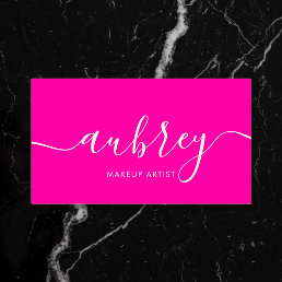 Girly Modern Calligraphy Pink Business Card