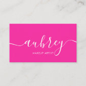 Girly Modern Calligraphy Pink Business Card (Front)