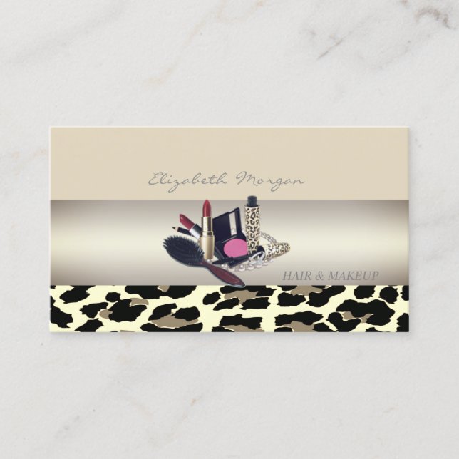 Girly Modern Charming,Leopard Print Business Card (Front)