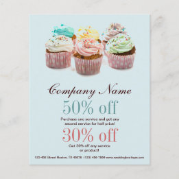 girly modern elegant bakery colorful cupcake flyer