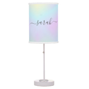 Girly Modern Elegant Script Name Holographic Table Lamp