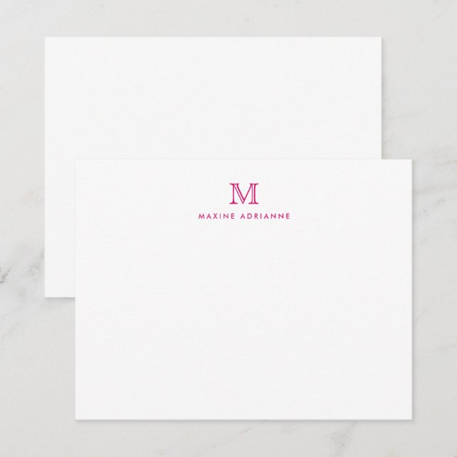 Girly Modern Monogram Initial Magenta Hot Pink Invitation (Front/Back)