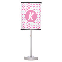 Girly Modern Monogram Pink Baby Nursery Table Lamp