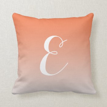 Girly Modern Orange Ombre Custom Monogram Throw Pillow by cardeddesigns at Zazzle