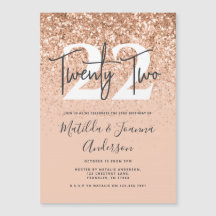 Girly modern peach glitter typography birthday