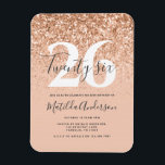 Girly modern peach glitter typography birthday magnet<br><div class="desc">Girly modern peach glitter typography birthday invitation. Simple trendy young modern design. edit the age</div>