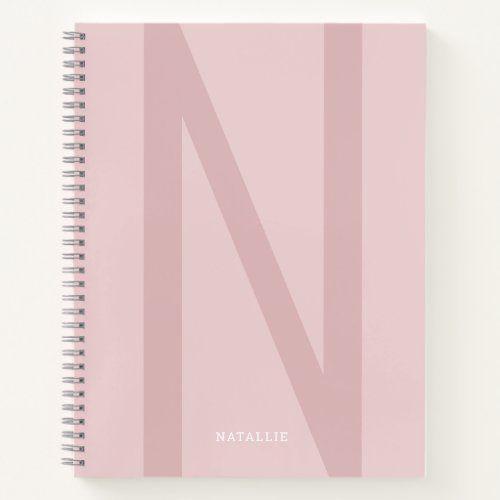 Girly Modern Personalized Big Initial Name Pink Notebook