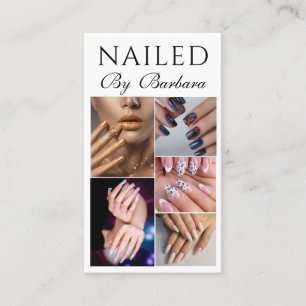 Girly Modern Photo Nail Artist Technician QR Code Business Card