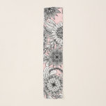 Girly Modern Pink Black White Floral Drawings Scarf<br><div class="desc">Modern, artsy, girly, and pretty black-and-white and you’re on floral and leaves illustration pattern on a blush pink background. ***IMPORTANT DESIGN NOTE: For any custom design request such as matching product requests, color changes, placement changes, or any other change request, please click on the "CONTACT" button or email the designer...</div>