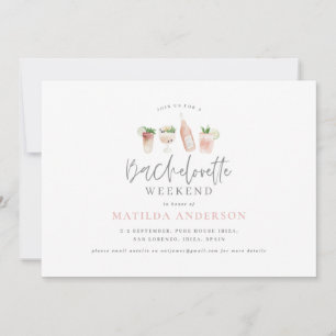 Girly modern pink chic bachelorette weekend announcement