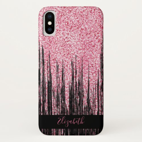 Girly Modern Pink Chic Glitter iPhone X Case