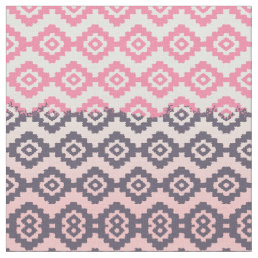 Girly Modern Pink Mint Purple Gradient Ikat Fabric